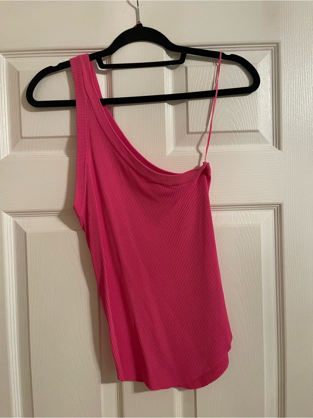 Zara One-Shoulder Ribbed Tank Top - Pink